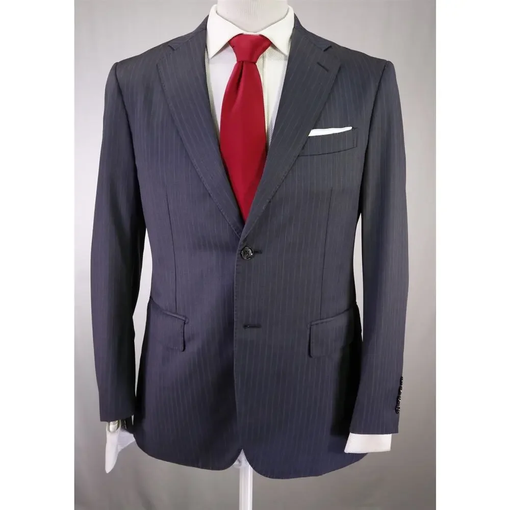 Paul Stuart Gray w/ Pink Pinstripe 2-Btn Wool Luxury Suit 38S